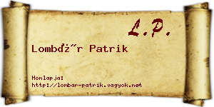 Lombár Patrik névjegykártya